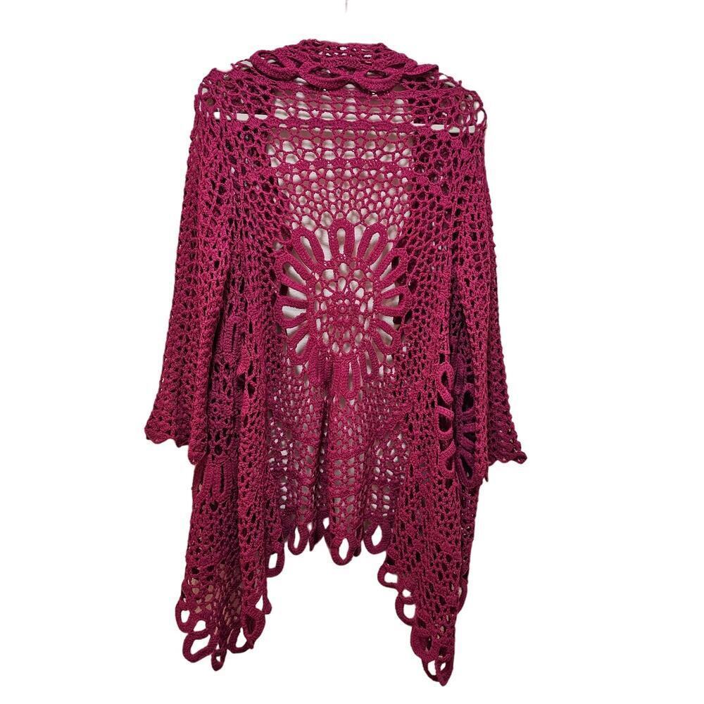 Boston Proper SzSm Oversized Pink Crochet stylish handmade Vintage sweater Tunic